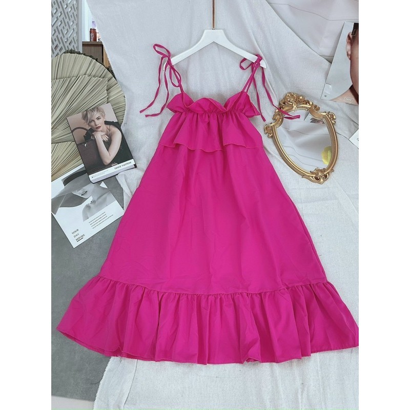 Đầm Xoè Nữ Dáng Công Chúa Cột Nơ Vải Lụa Thô Đũi Cao Cấp [ Bầu Bì Mặc Thoải Mái] | BigBuy360 - bigbuy360.vn