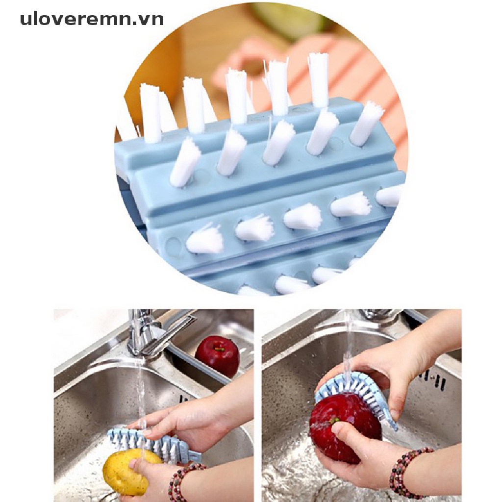 Uloveremn 1 Bàn Chải Làm Sạch Rau Củ Quả Có Thể Uốn Cong Với Tay Cầm Củ Cải