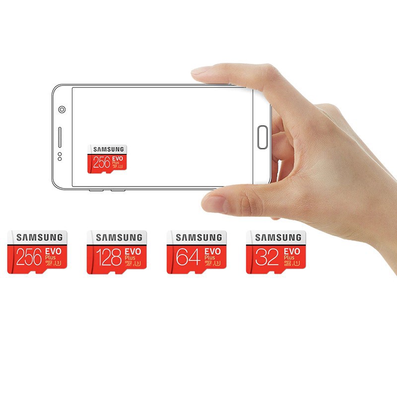 SAMSUNG Thẻ Nhớ Micro SD 256G 128GB 64GB Class10 U3 SDXC Grade EVO
