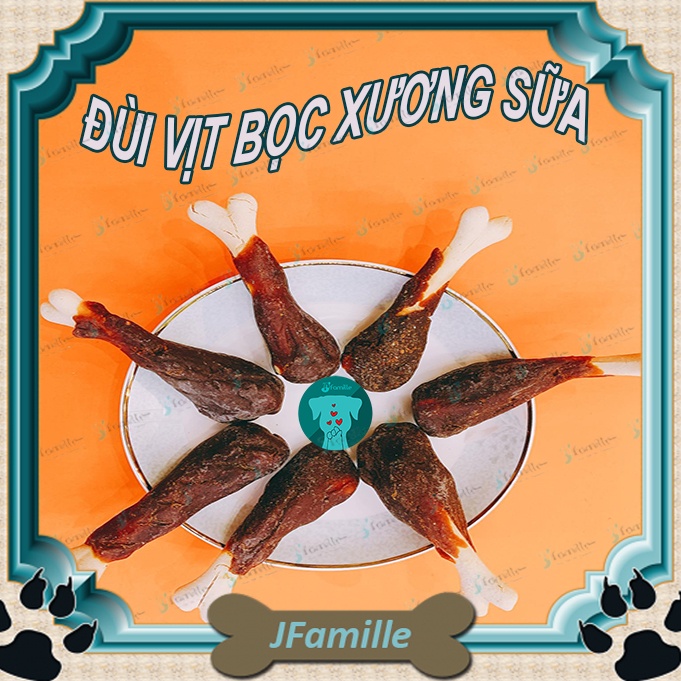 Snack Cho Thú Cưng  JFamille, Đùi Vịt Cuộn Xương Sữa, Treat Thưởng Sạch Răng Miệng, Bổ Sung Dinh Dưỡng Cho Chó. JF129