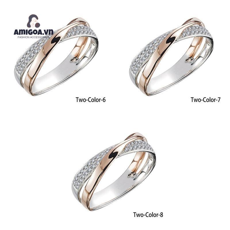 ✨✨Nhẫn hợp kim mạ bạc hình chữ X đính đá thời trang cho nữ