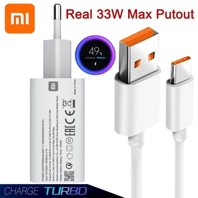 Chính Hãng Xiaomi 33W EU Adapter Fast Turbo QC 4.0 Sạc Xiaomi Eu Turbo Sạc Type C Chính Hãng Xiaomi Redmi