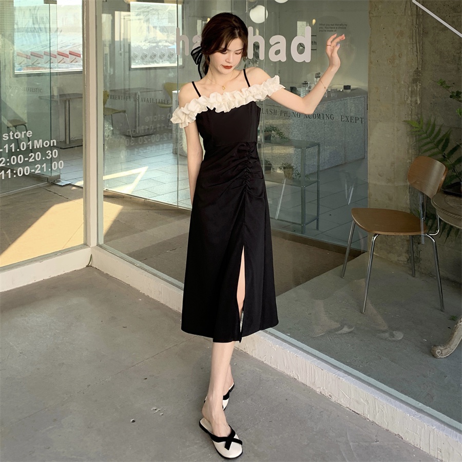 Đầm Chữ A Cổ Yếm Lưng Cao Phong Cách Hàn Quốc Dành Cho Nữ