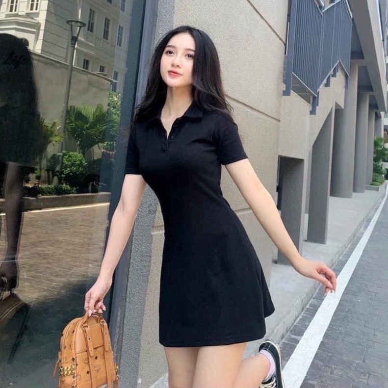 đầm polo dáng suông - váy xuông cổ sơ mi chất cotton co dãn phong cách trẻ trung năng động cá tính nội y xan