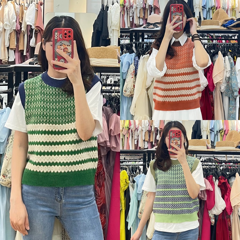 Áo len gile họa tiết SV822