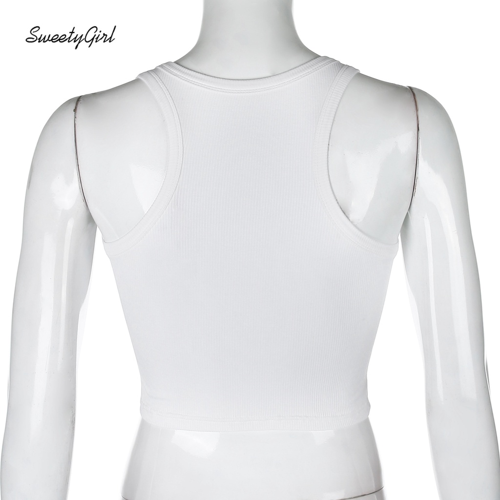 Áo croptop sát nách cổ tròn màu trơn đơn giản dễ phối đồ dành cho nữ