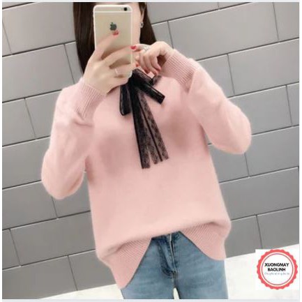 Áo len nữ cổ nơ hàng quảng châu siêu mịn_kèm ảnh thật | BigBuy360 - bigbuy360.vn