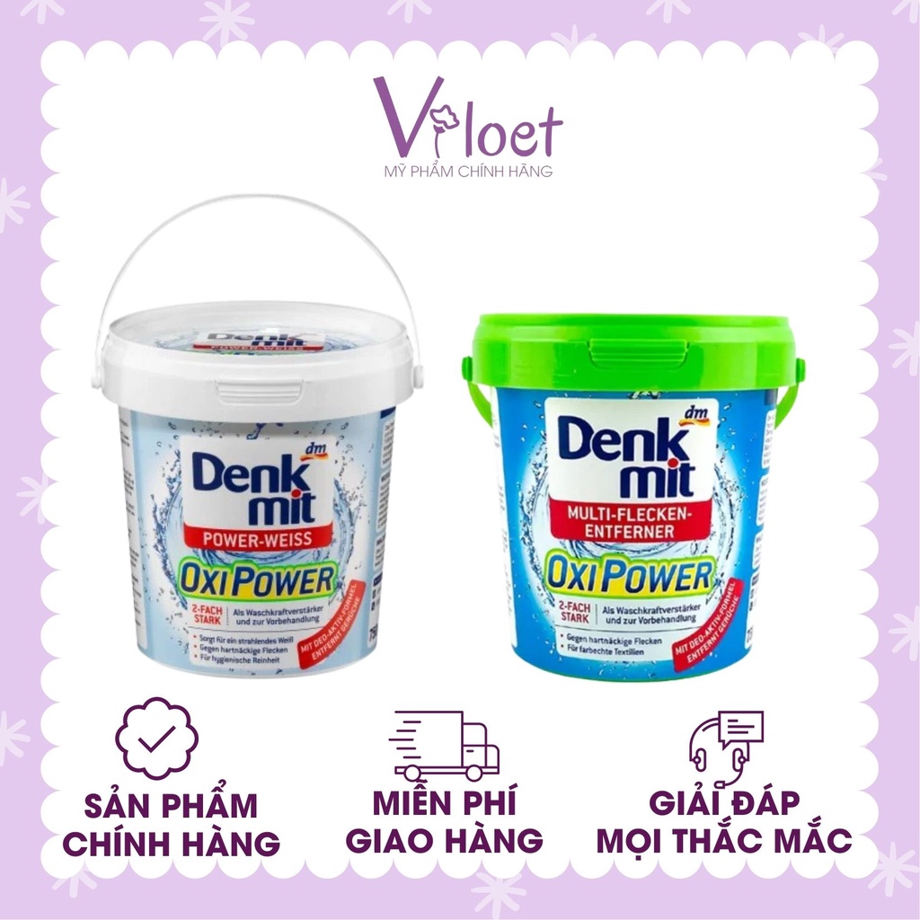 Bột tẩy vết ố vàng quần áo trắng Denkmit Oxi Power Đức tẩy mạnh vết bẩn - Shop Viloet