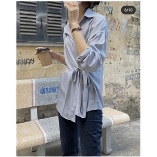 Áo sơ mi form oversize dây thắt eo(sỉ lh)