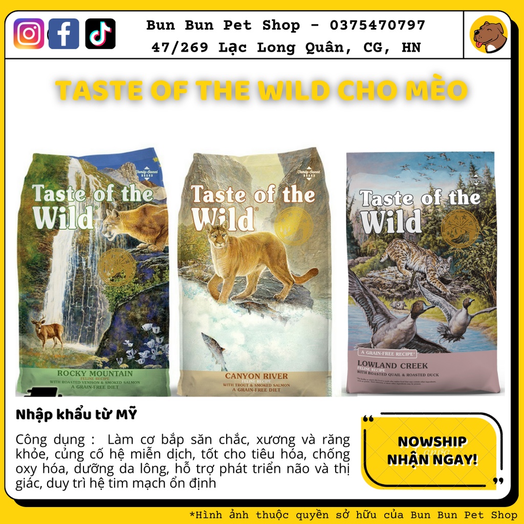 (500gr) Hạt khô Taste of the wild cho mèo