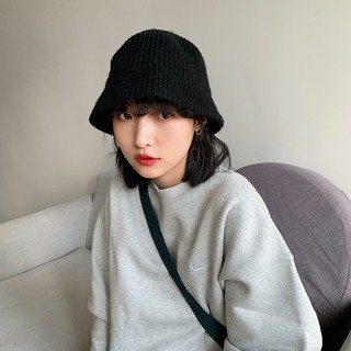 Mũ xô vải len phối nhung in màu đơn giản phong cách thu đông