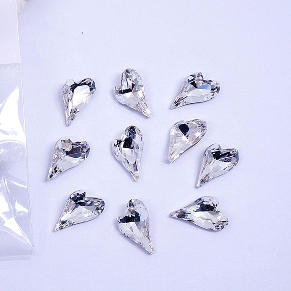 [Hàng mới về] 10 Đá đính móng tay hình trái tim 9x15mm nhiều màu sắc trang trí móng tay nghệ thuật DIY
