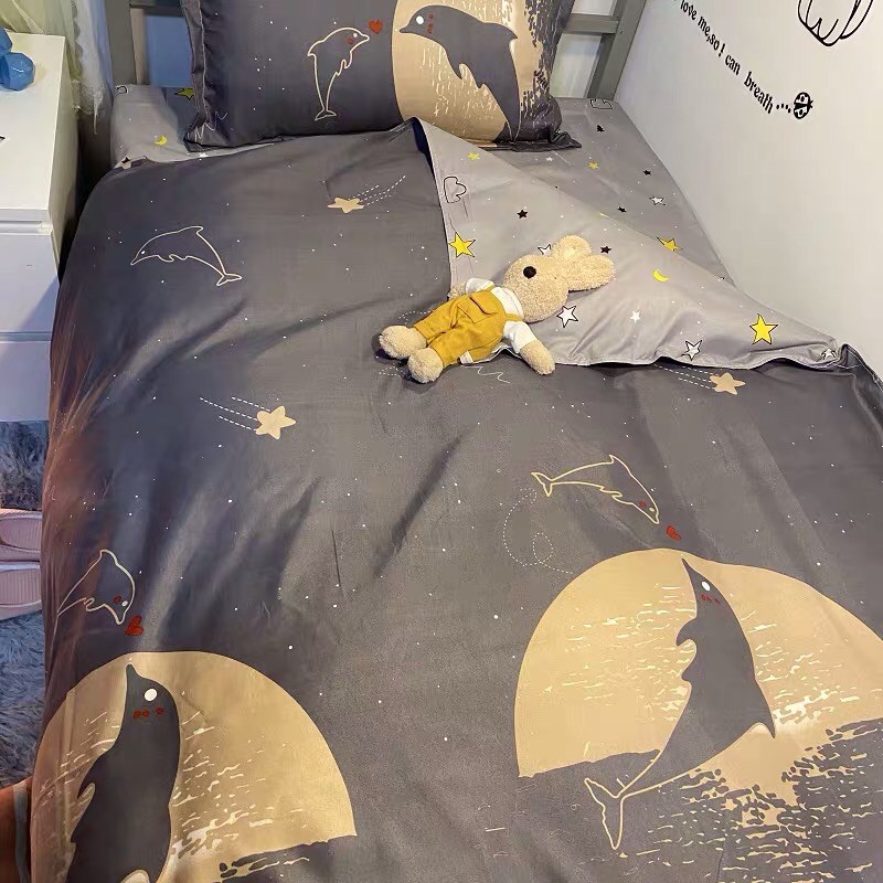 Set Chăn Ga Cá Heo Vầng Trăng Cotton Poly Dày Dặn Đanh Mát Hàng Chuẩn Loại I (Shinbedding.shop)
