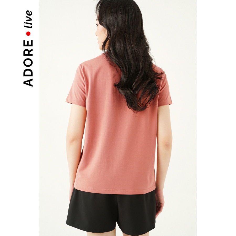Áo phông t-shirt slim fit basic hồng 2LTS2036 ADORE DRESS