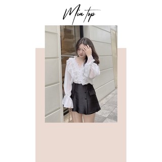 Mia top, cv tafta, cardigan lông thỏ đen