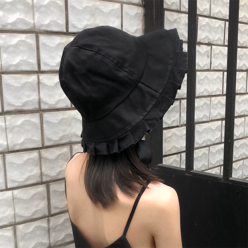 Nón Tai Bèo Cột Dây Xếp Ly Nhỏ Phong Cách Hàn Quốc Nhật Bản Dễ Thương Cho Nữ