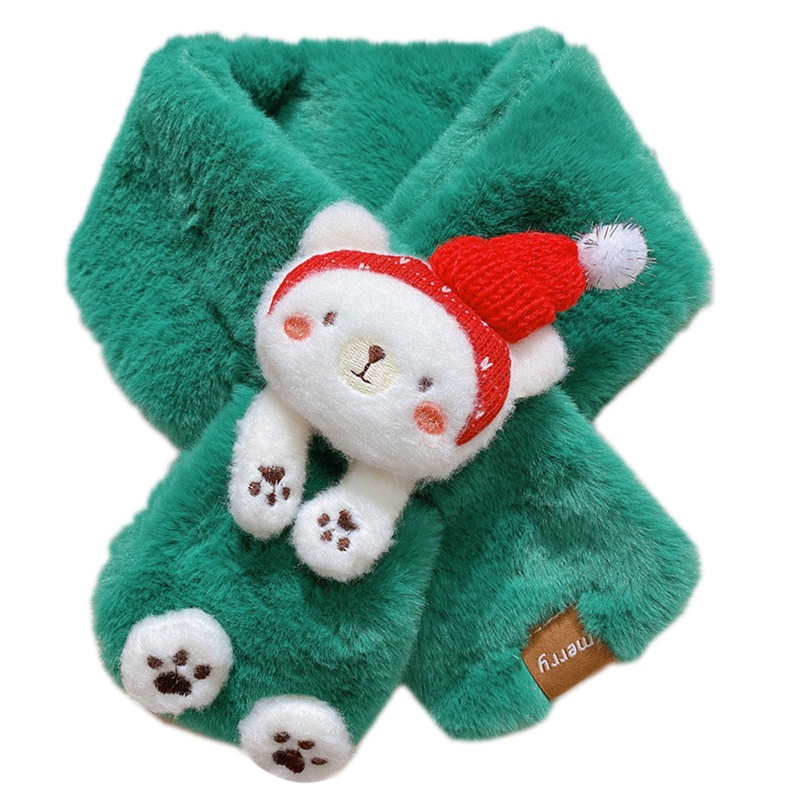 Khăn Choàng Cổ Bằng Vải Bông Dày Dặn Giữ Ấm Mùa Đông Hình Gấu Hoạt Hình