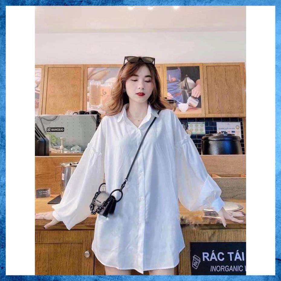 [Freeship] [Siêu Xinh] Áo Sơ Mi Trắng Nữ Dài Tay Forrm Rộng Phối Tay Bèo Chất Thô Lụa Mềm Giá Rẻ | BigBuy360 - bigbuy360.vn