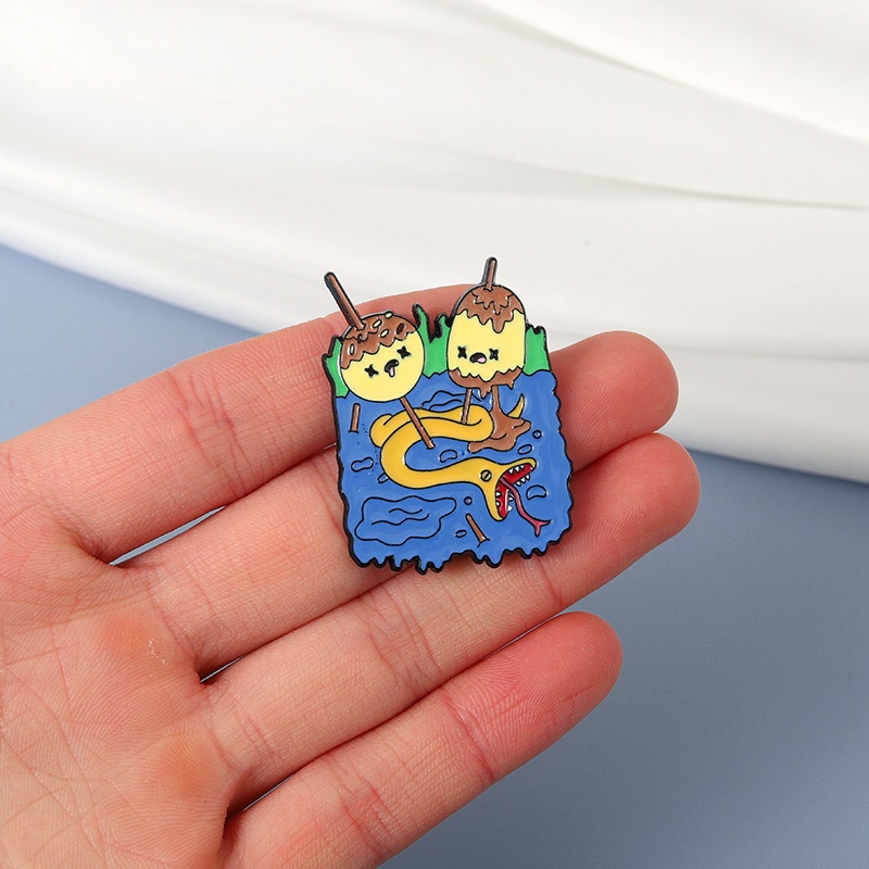 Ghim cài áo QIHE JEWELRY kiểu dáng hoạt hình phong cách rock thời trang