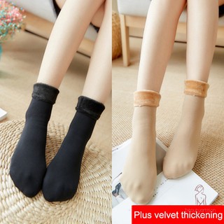 Set 2 đôi tất cổ cao phối lông thời trang mùa đông cho nữ