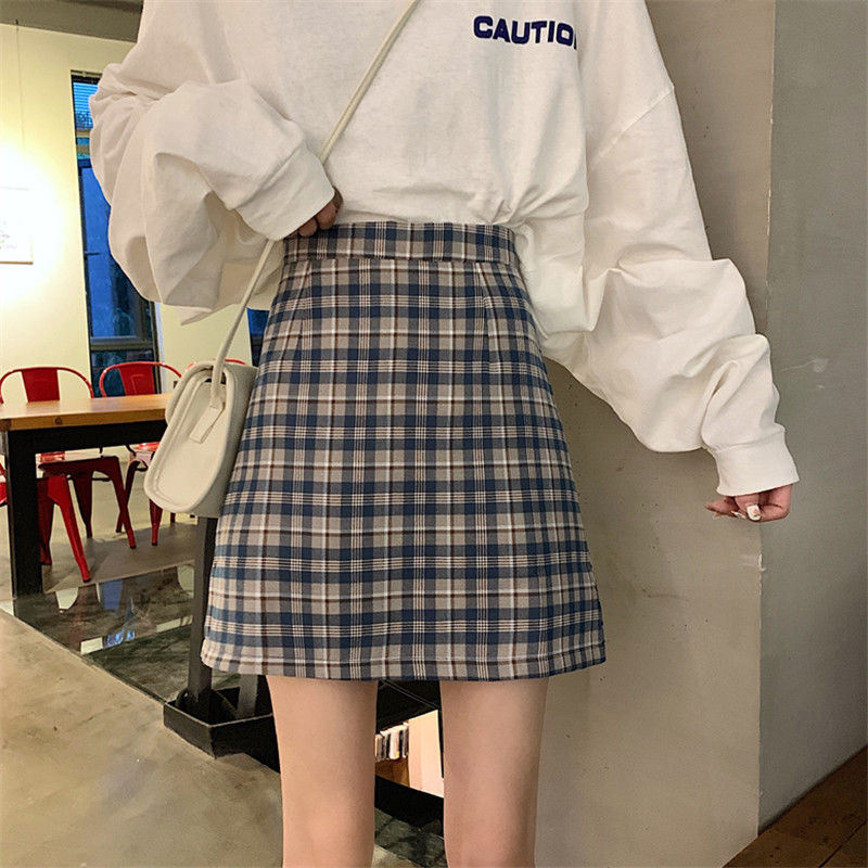 【Lisa】 Váy ngắn thời trang Check Chero cạp cao