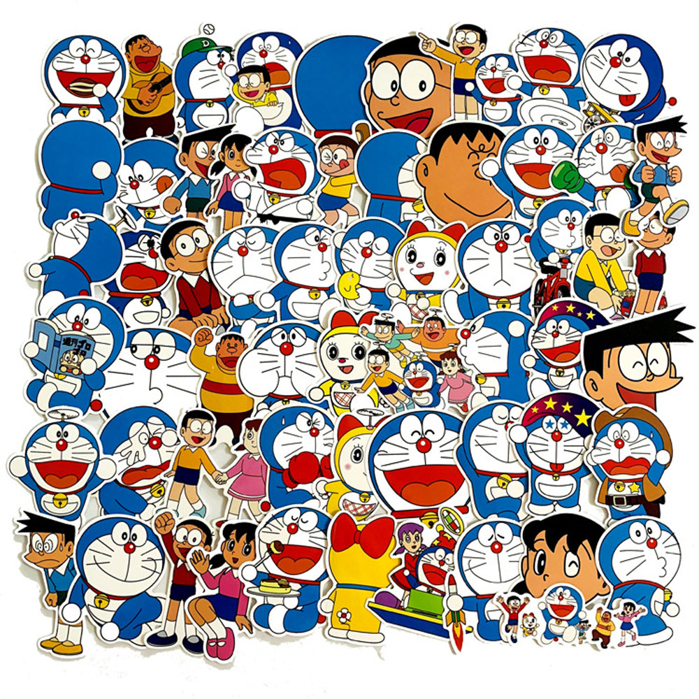 Bộ 60 Nhãn Dán Hoạt Hình Doraemon Dễ Thương