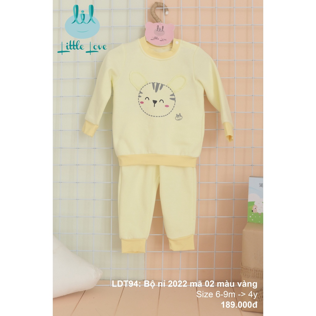Bộ quần áo dài tay nỉ dày 2022 mã 02 cho bé từ 6m đến 4y little love (LDT94)