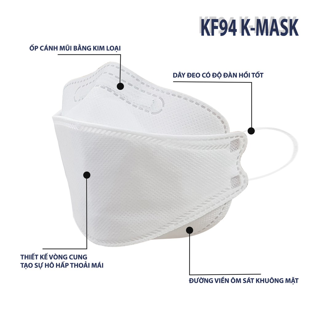 KHẨU TRANG Y TẾ KF94 HÀN QUỐC (1 TÚI/1 CÁI) K-MASK 4 LỚP CHỐNG 94% BỤI MỊN