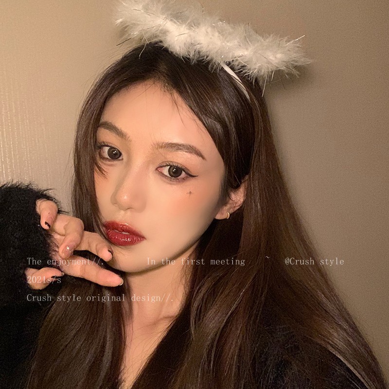 Halloween White Angel Wings Headband Devil Headwear Female Cute Super Fairy Festival Hairpin Feather Hair Accessories
