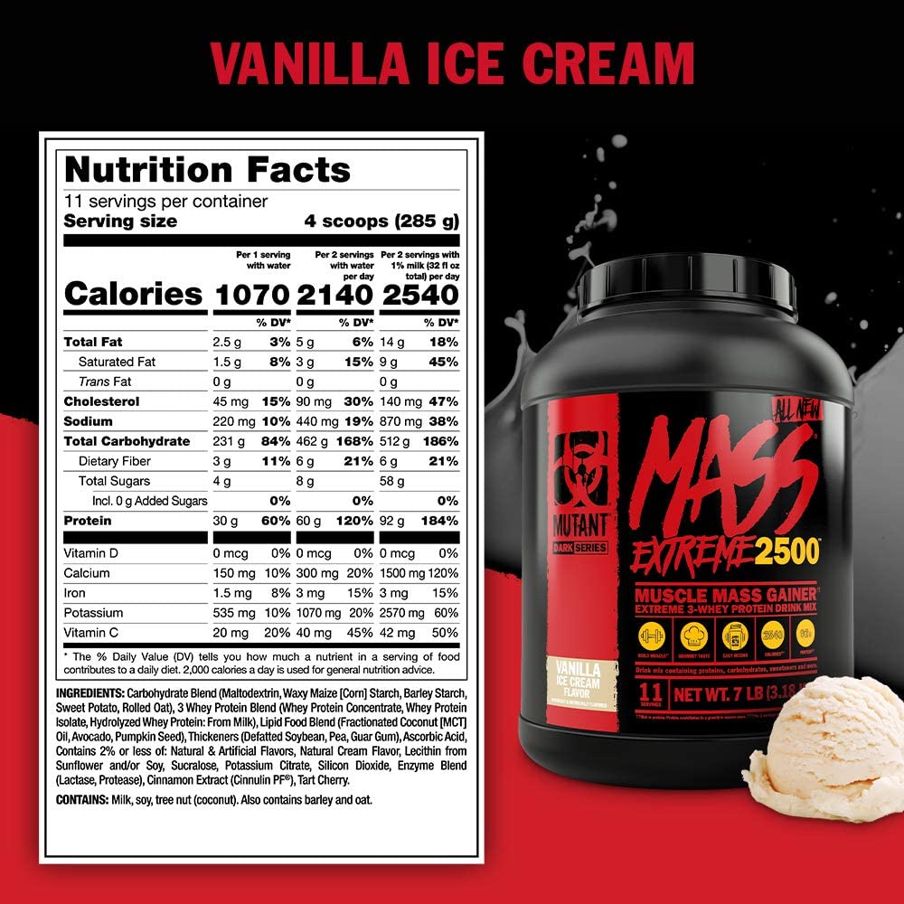 Mutant Mass Extreme 2500 Sữa Tăng Cân Nhanh Cho Người Gầy 12Lbs (5.45kg)
