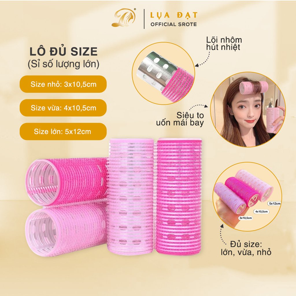 [Sỉ SLL] Lô Cuốn Tóc Hàn Quốc Lõi Nhôm 12cm siêu to tự dính uốn mái bay-Đủ Size Nhỏ-Vừa-Đại