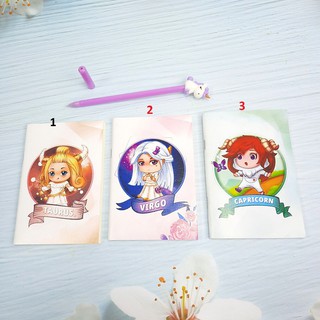Bộ 3 Cuốn Sổ Tay Mini 14x10cm Sổ Trơn Để Ghi Chú Hay Ký Họa Hình 12 Cung Hoàng Đạo Được Chọn Mẫu