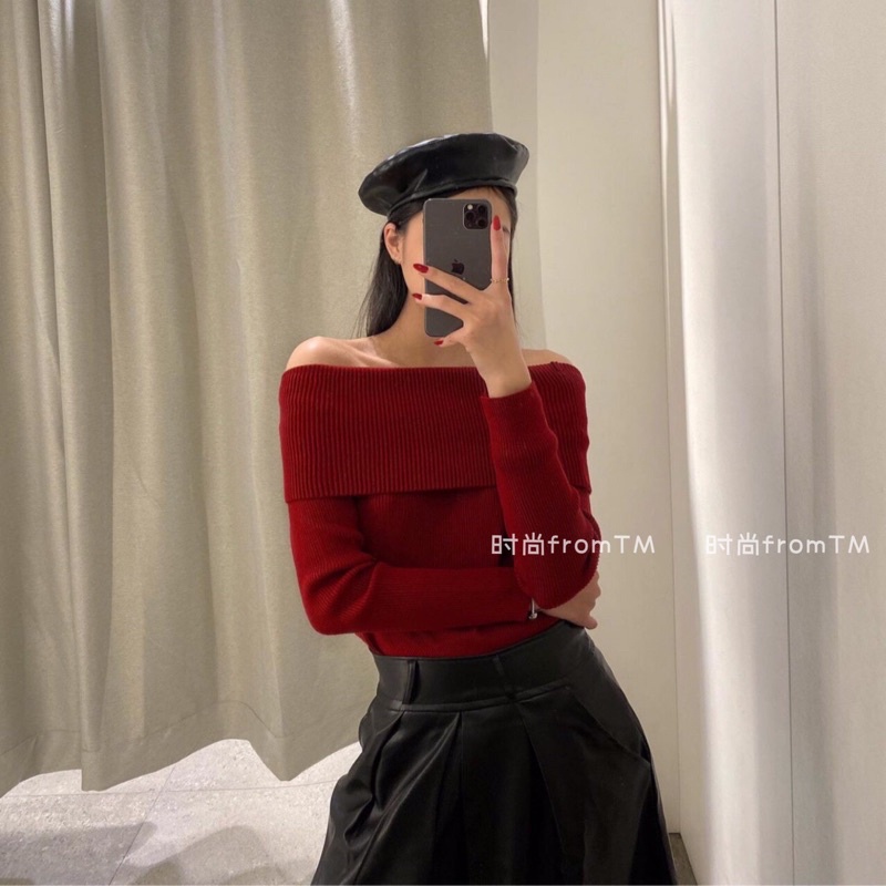 (Ảnh thật) Áo len trễ vai ngang bản to loại