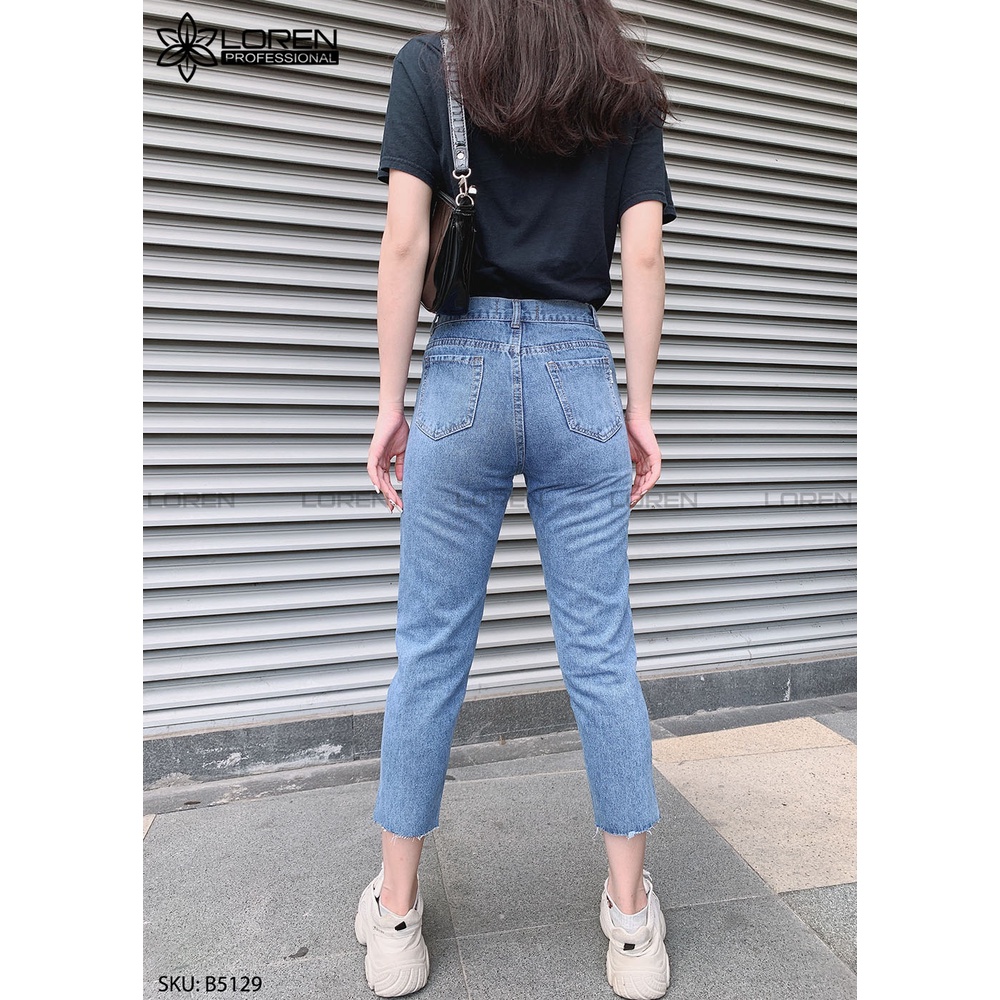 Quần jean baggy LOREN xẻ lai xanh B5129