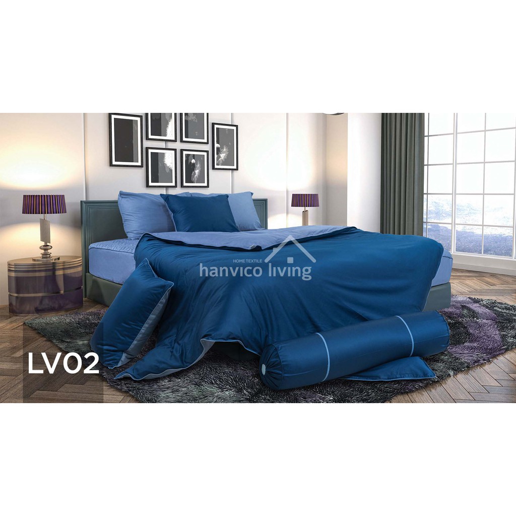 Bộ ga chun, vỏ chăn, đôi vỏ gối đầu Hanvico Living - LV02