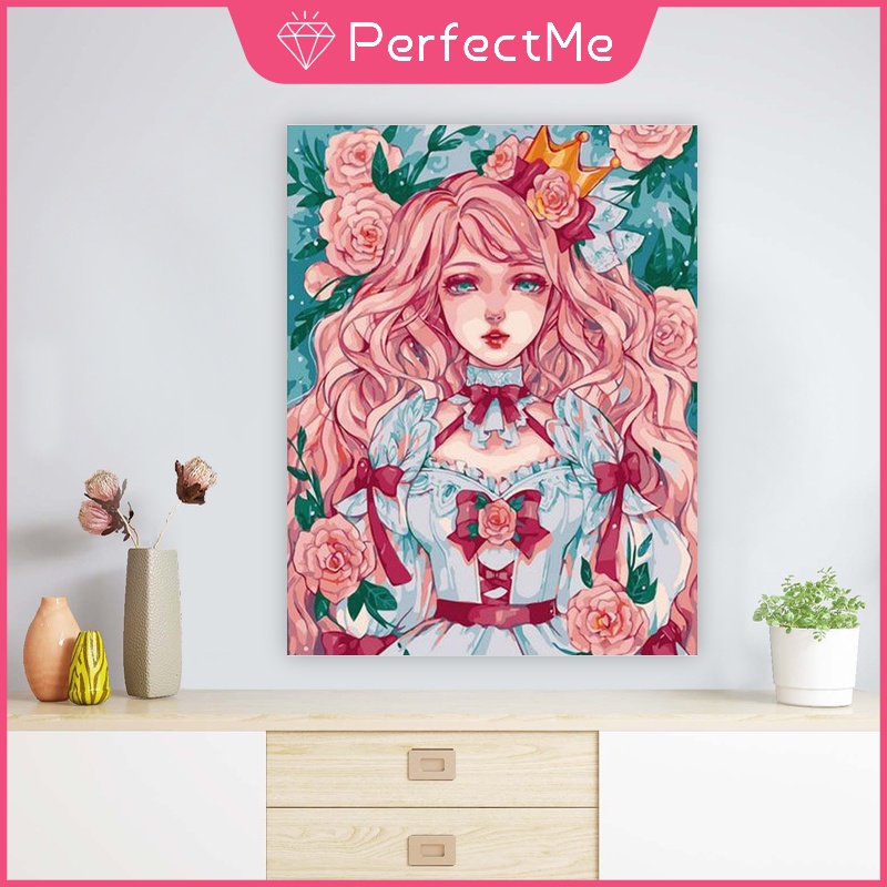 Bộ tranh sơn dầu 40x50cm tự làm họa tiết cô gái dùng để trang trí nhà tiện dụng + phụ kiện