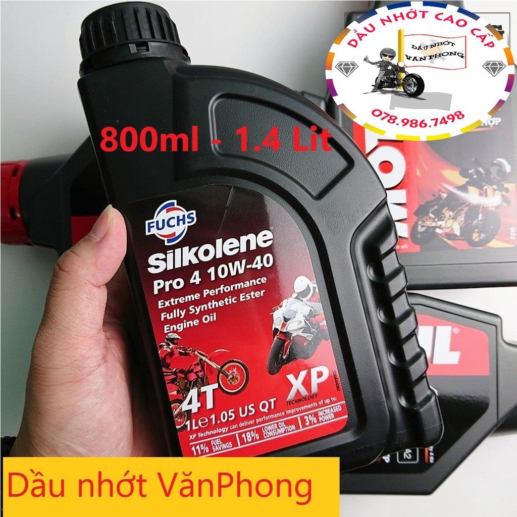 Nhớt Fuchs Silkolene Pro 4T 10W40 gốc ester 0.8 Lit - 1.4 Lit