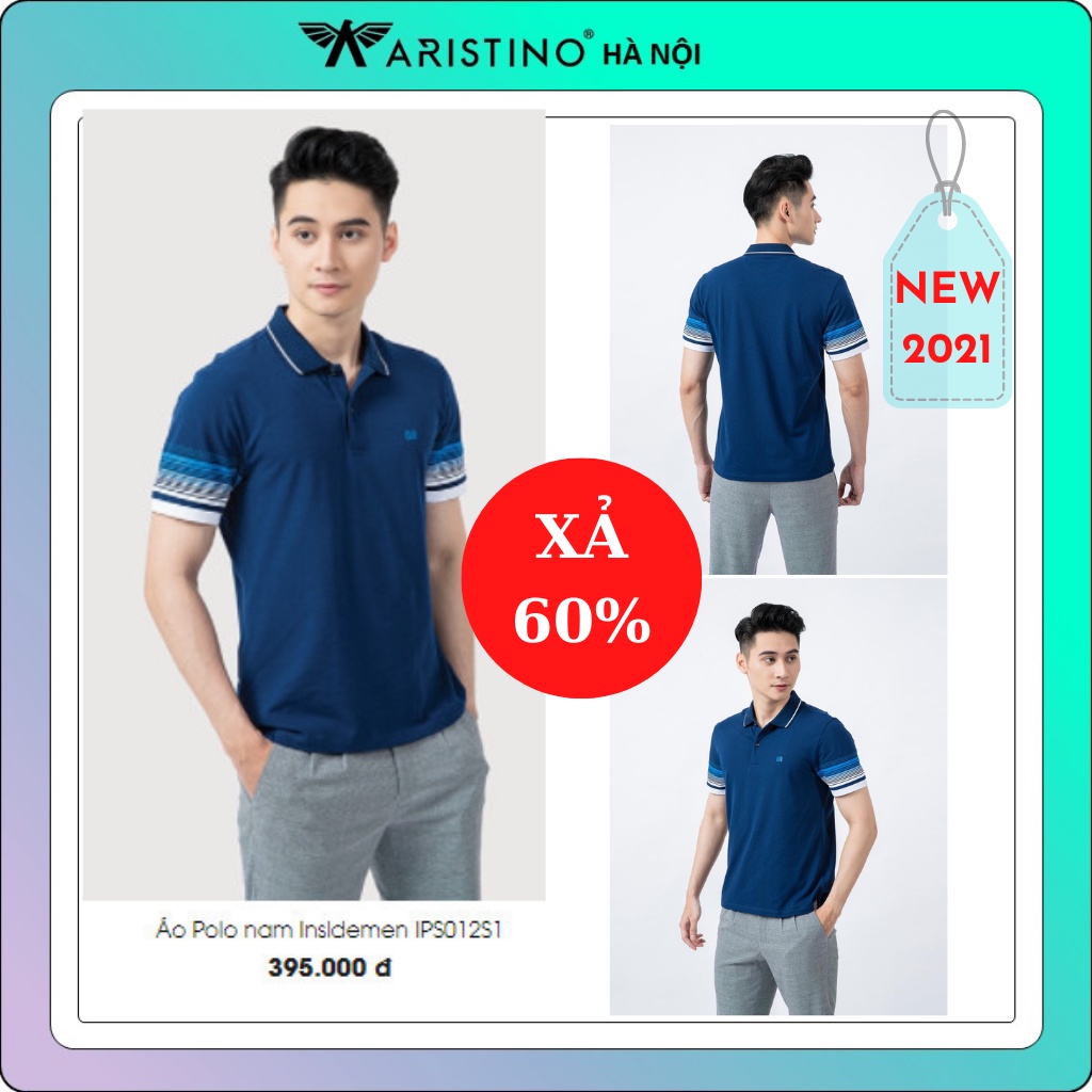 (XẢ ÁO LỖI NHẸ) Áo polo nam Insidemen do Aristino sản xuất màu tím than tag 395k IPS012S1