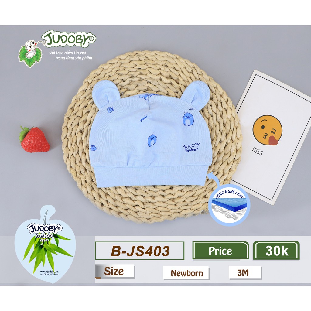 [FREESHIP] Mũ bo mỏng bamboo sợi tre Judoby cho bé/trẻ sơ sinh Dokma (từ 0-3 tháng tuổi) JS403