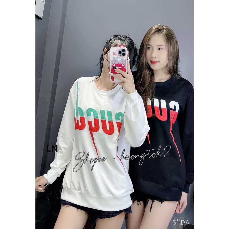 Áo sweater   gc và bbr dày dặn mềm mịn form rộng phong cách Unisex