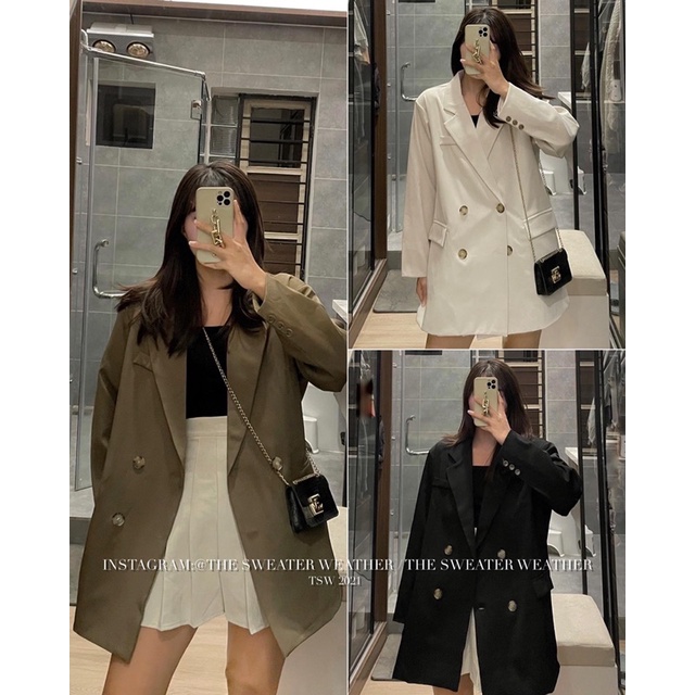 [Mã 2611THTRANG100K hoàn 10% xu đơn 99K] (Ảnh thật) Áo khoác vest trơn đệm vai oversize the.sweaterweather TSW | BigBuy360 - bigbuy360.vn
