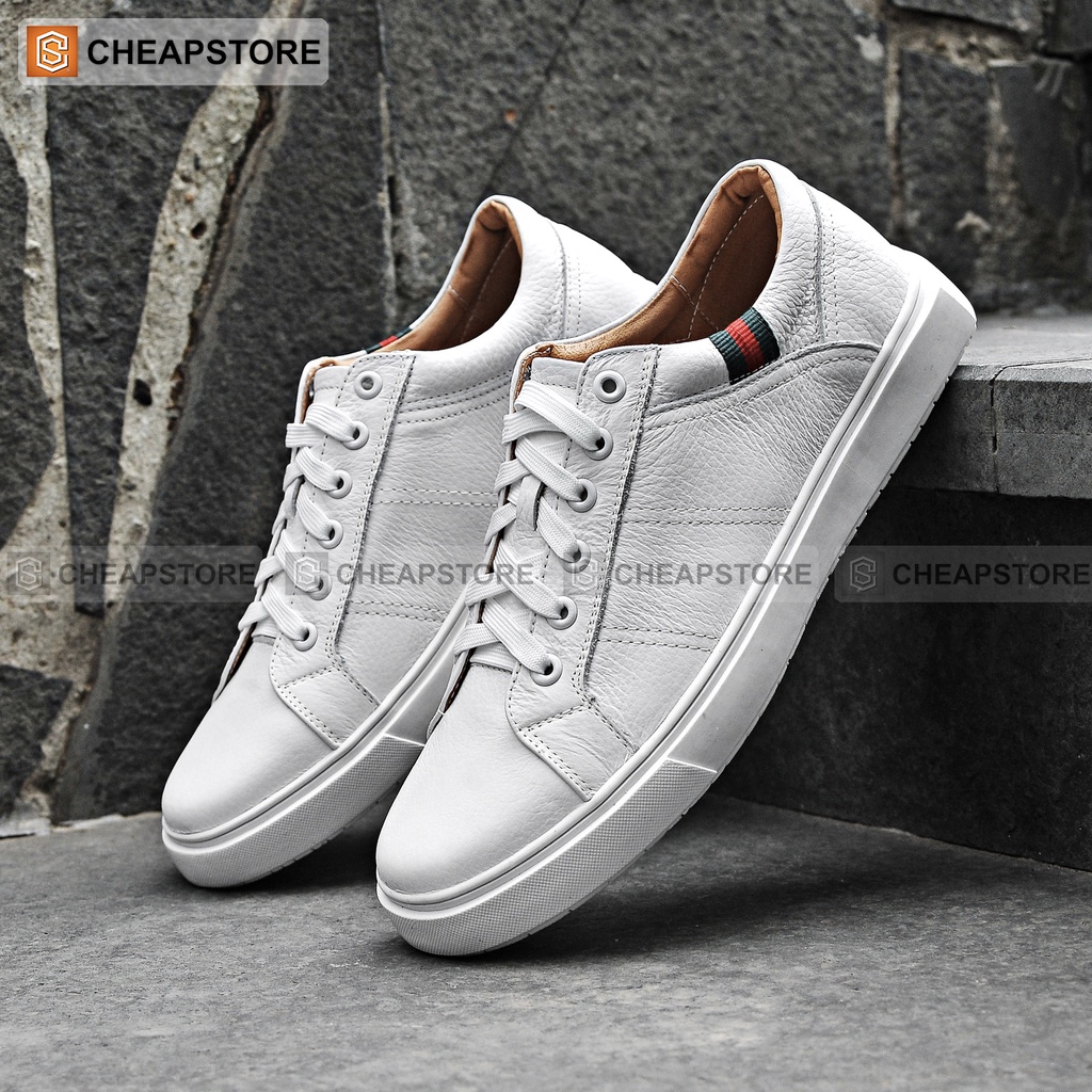 Giày da thể thao nam CHEAPSTORE CS429 Trắng - Giày tăng chiều cao da bò thật 100% (bảo hành 24 tháng) | BigBuy360 - bigbuy360.vn