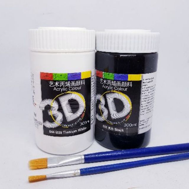 Màu vẽ 3d đen và trắng vẽ trên vải, gỗ, kính