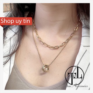 [TITAN CAO CẤP] Set Vòng Cổ Nữ, Vòng Cổ Titan Không Gỉ - set gồm hai dây chuyền và một mặt kiểu nhẫn