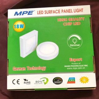 Đèn led ốp trần nổi tròn - vuông viền trắng srpl mpe 6w,9w,12w,24w