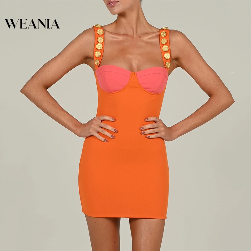 Đầm Hai Dây Hở Lưng Màu Khối Thời Trang Dành Cho Nữ