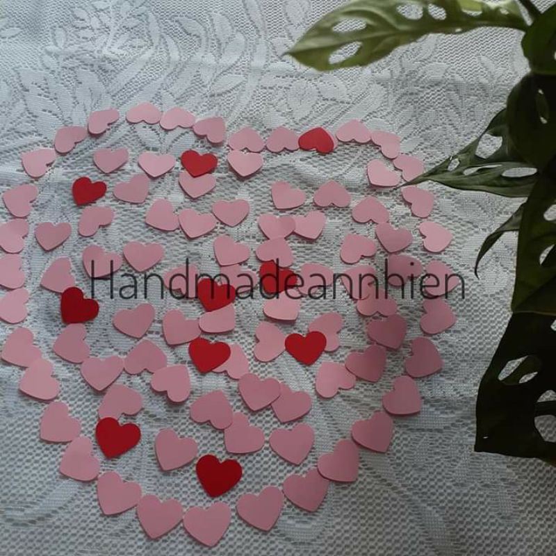 20-30 - 50 hình trái tim 2.5 x 2cm,3.5 ×3cm, 4.9x4.2cm bằng giấy màu - thủ công mầm non cho bé - hình trang trí thiệp 3D