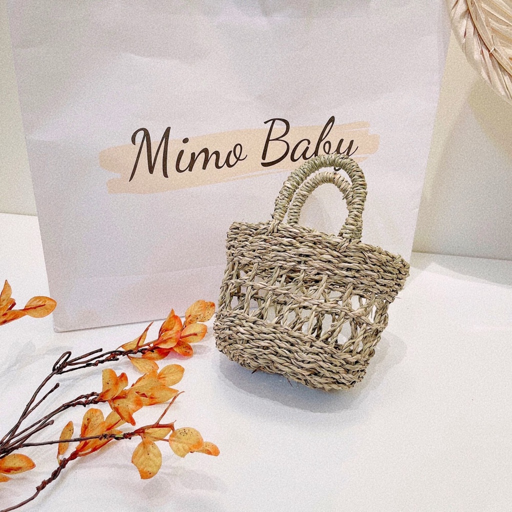 Túi cói mini phong cách hàn quốc đáng yêu cho bé gái Mimo baby TC06