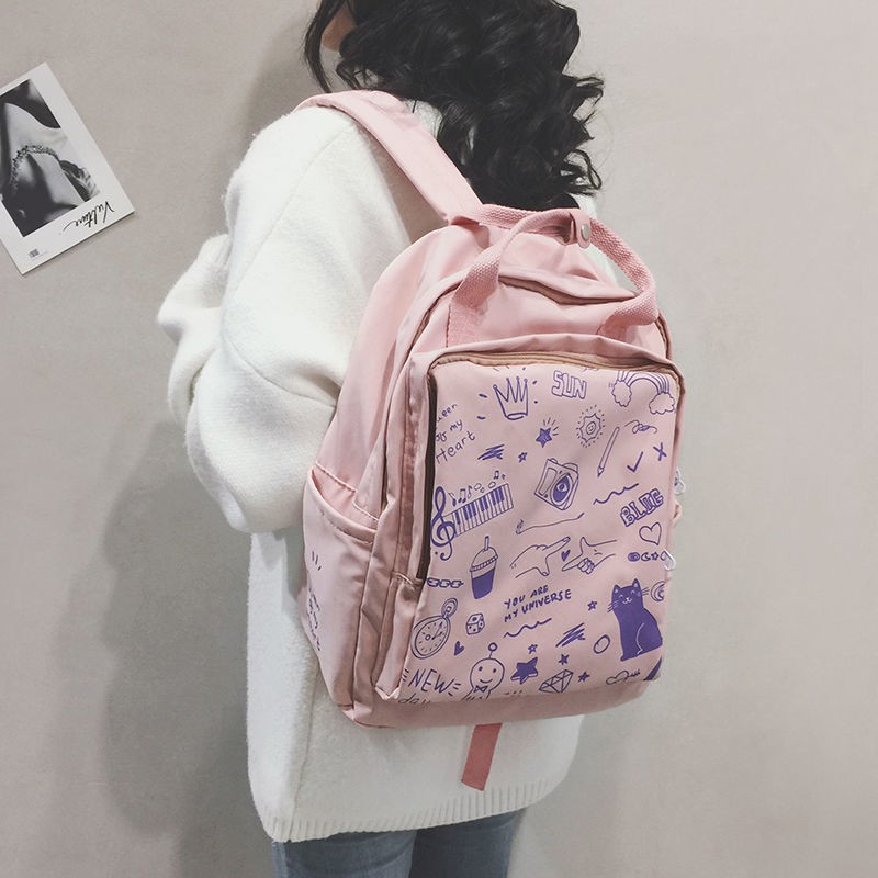 🌈Tặng một món quà nhỏ🎁Ba lô cao cấp Harajuku in hình graffiti Nhật Bản ba lô nữ học sinh