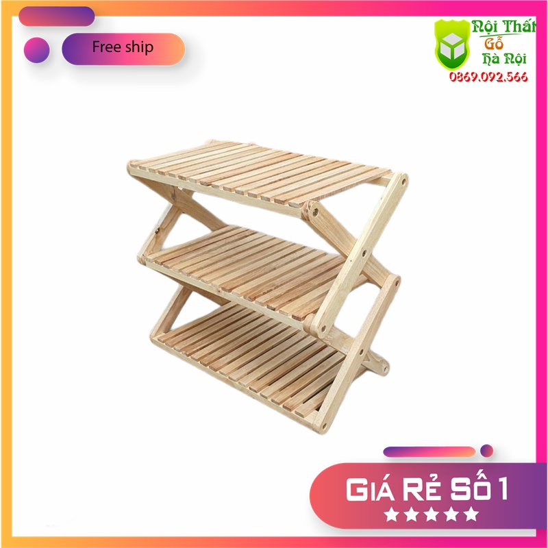 🔴 FREE SHIP 🔴 Kệ Giày, Kệ Dép Gỗ 3 Tầng Chữ X - Gỗ Hà Nội - Furniture